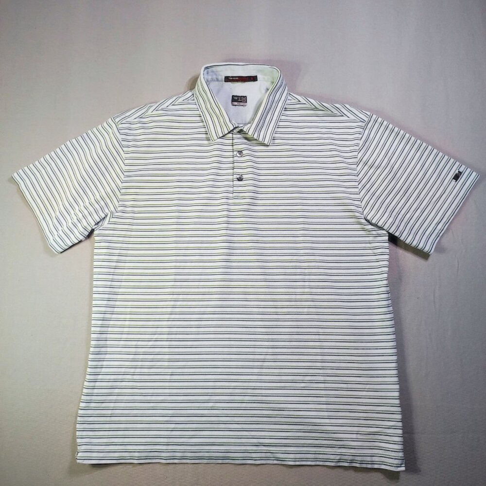 Nike Tiger Woods Collection golf polo shirt men's size L white with stripes